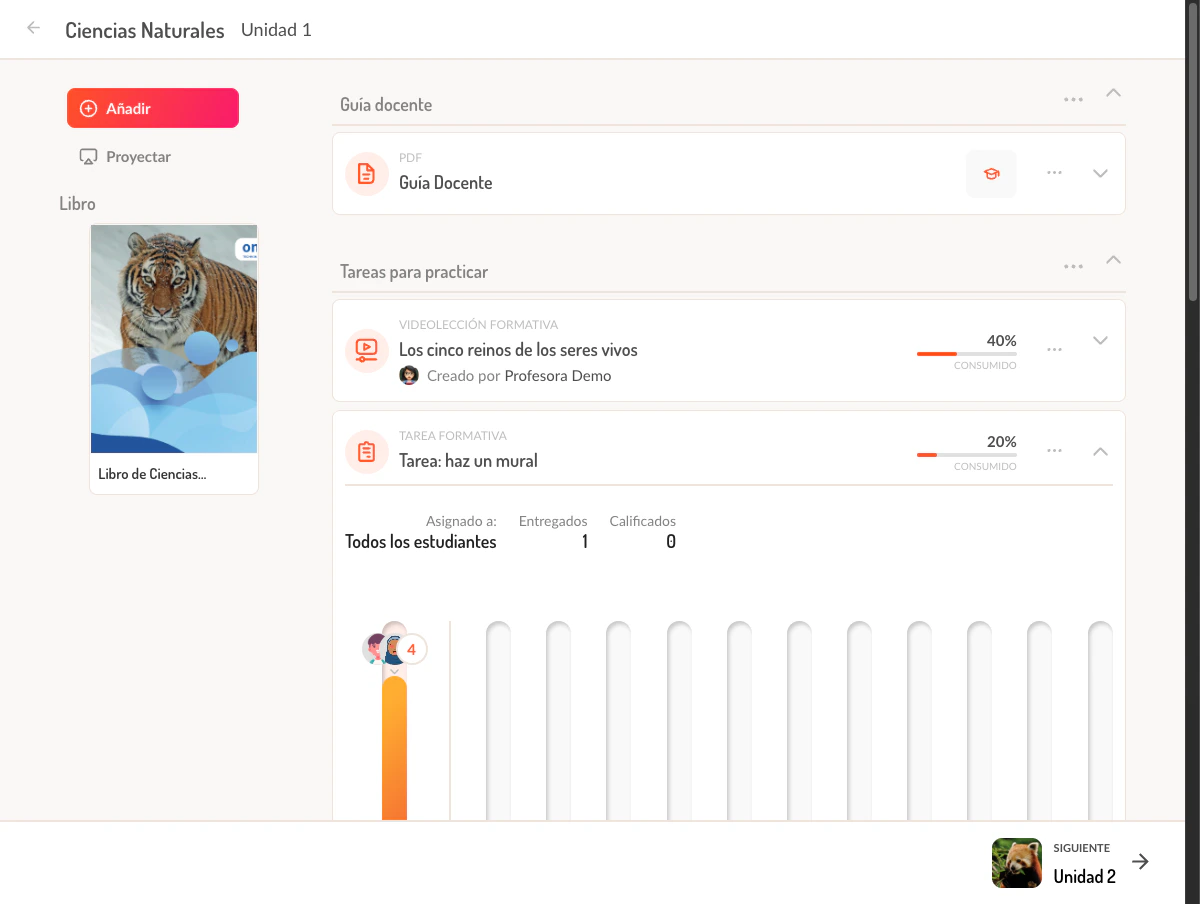Detalle expandido de una tarea con resultados
