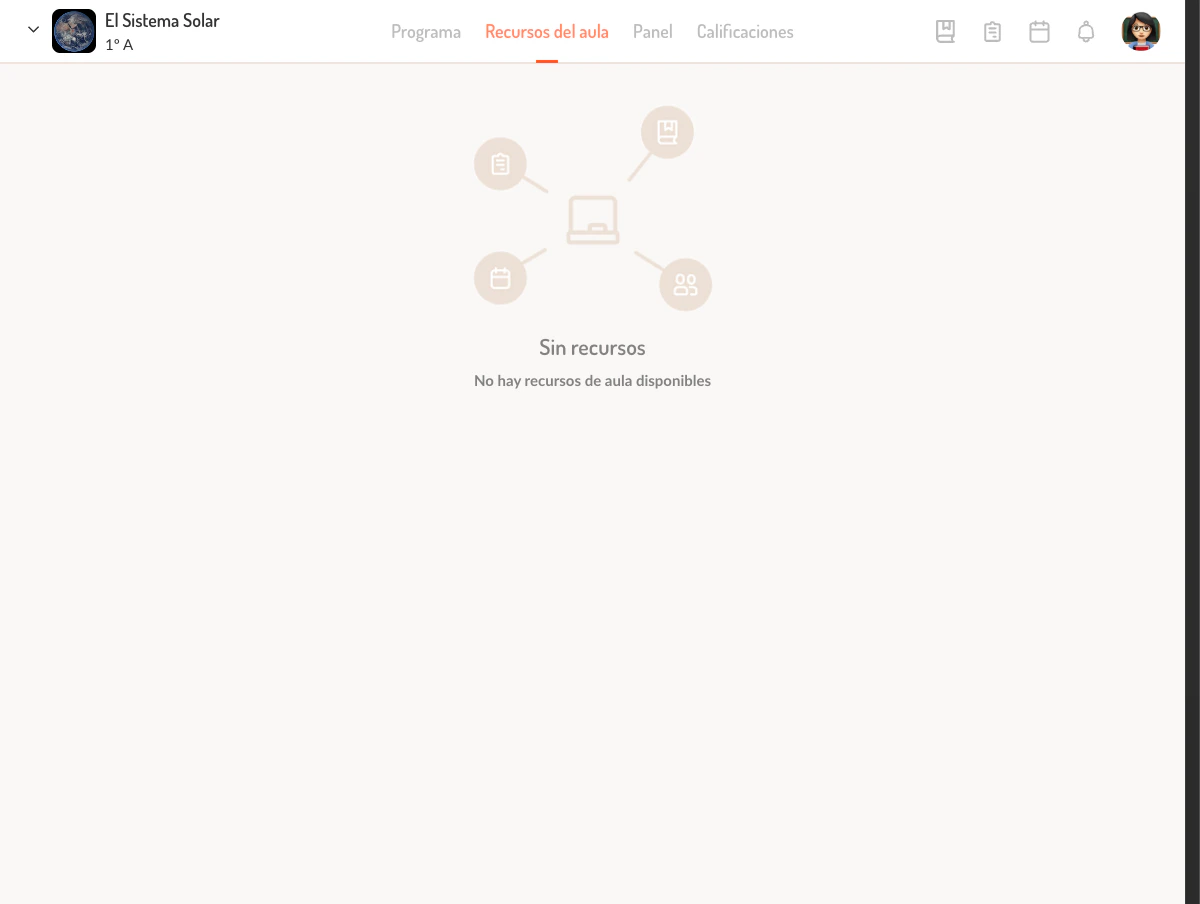 Vista de Recursos del aula