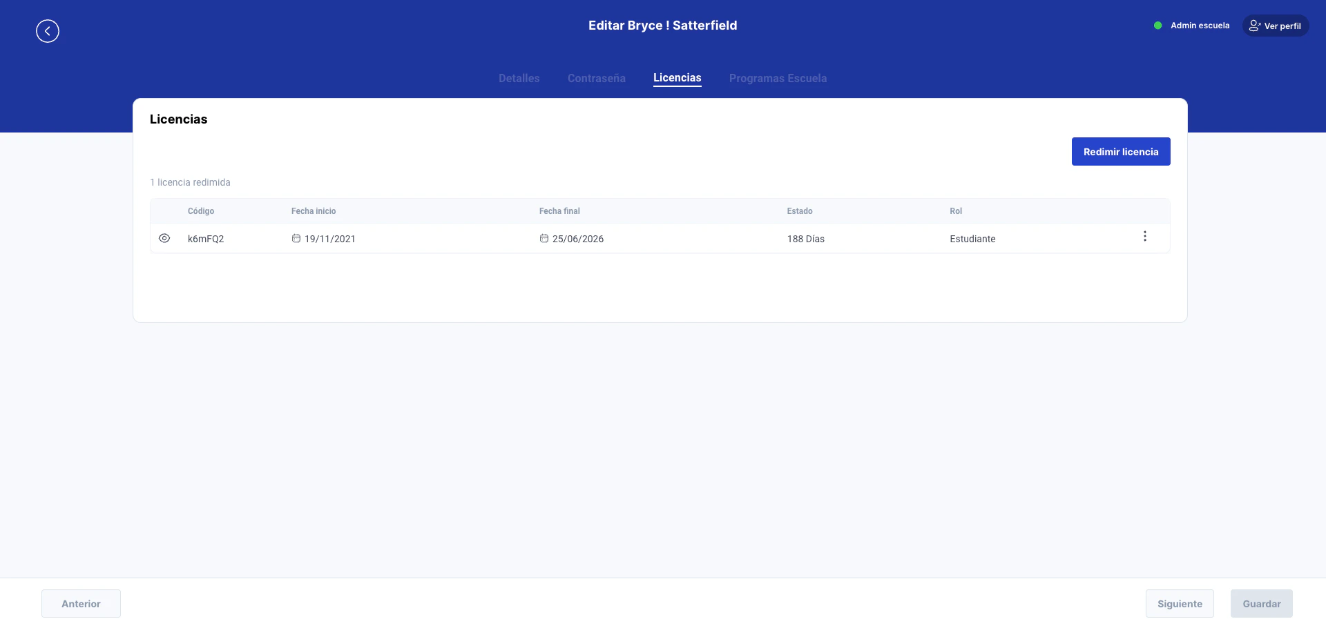 Licencias del usuario