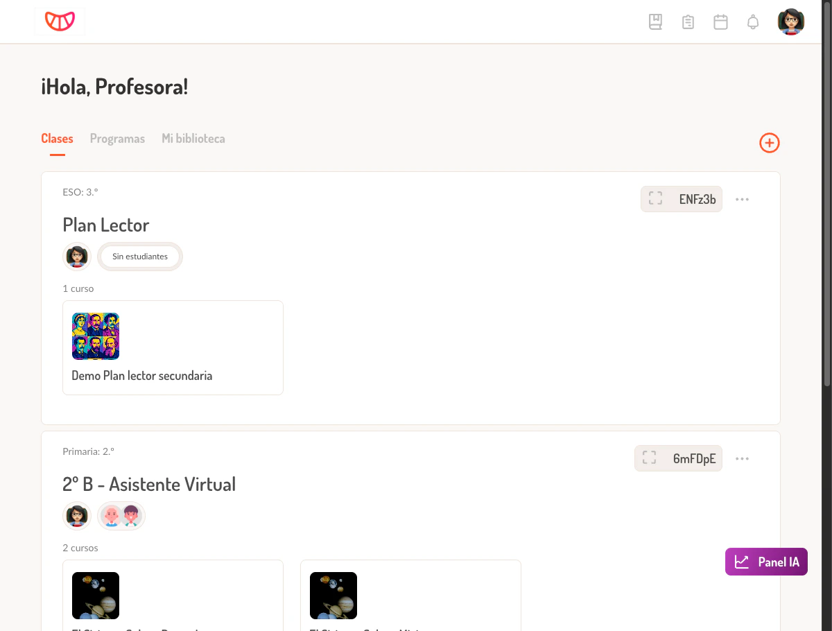 Pantalla de inicio con grupos
