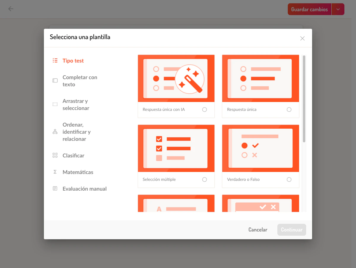 Diálogo de selección de plantillas Lemonade