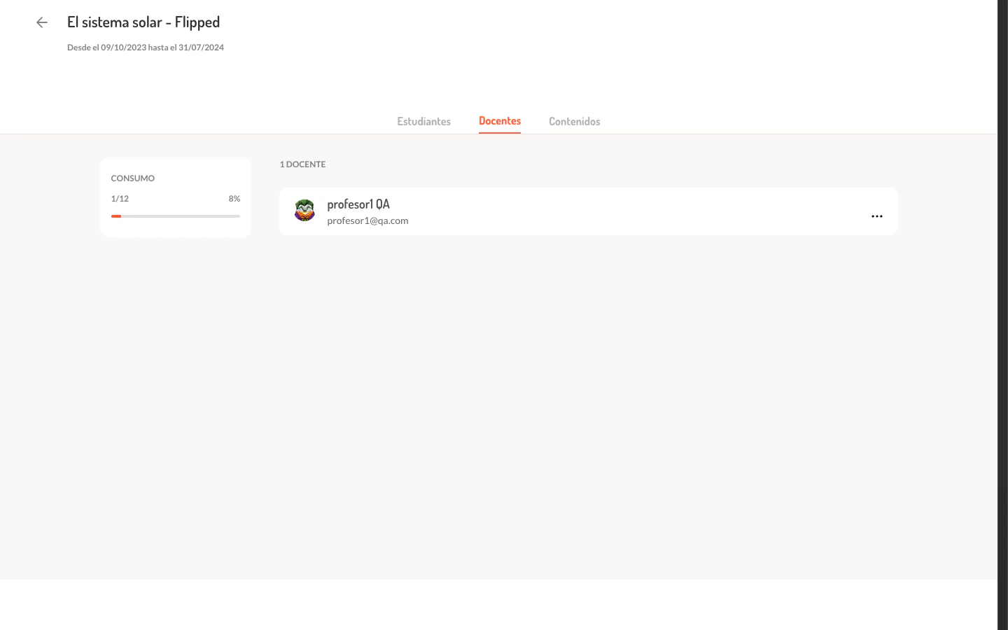 Detalle de licencia - pestana Docentes