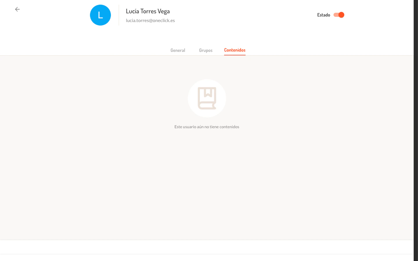 Pestana Contenidos del detalle de usuario