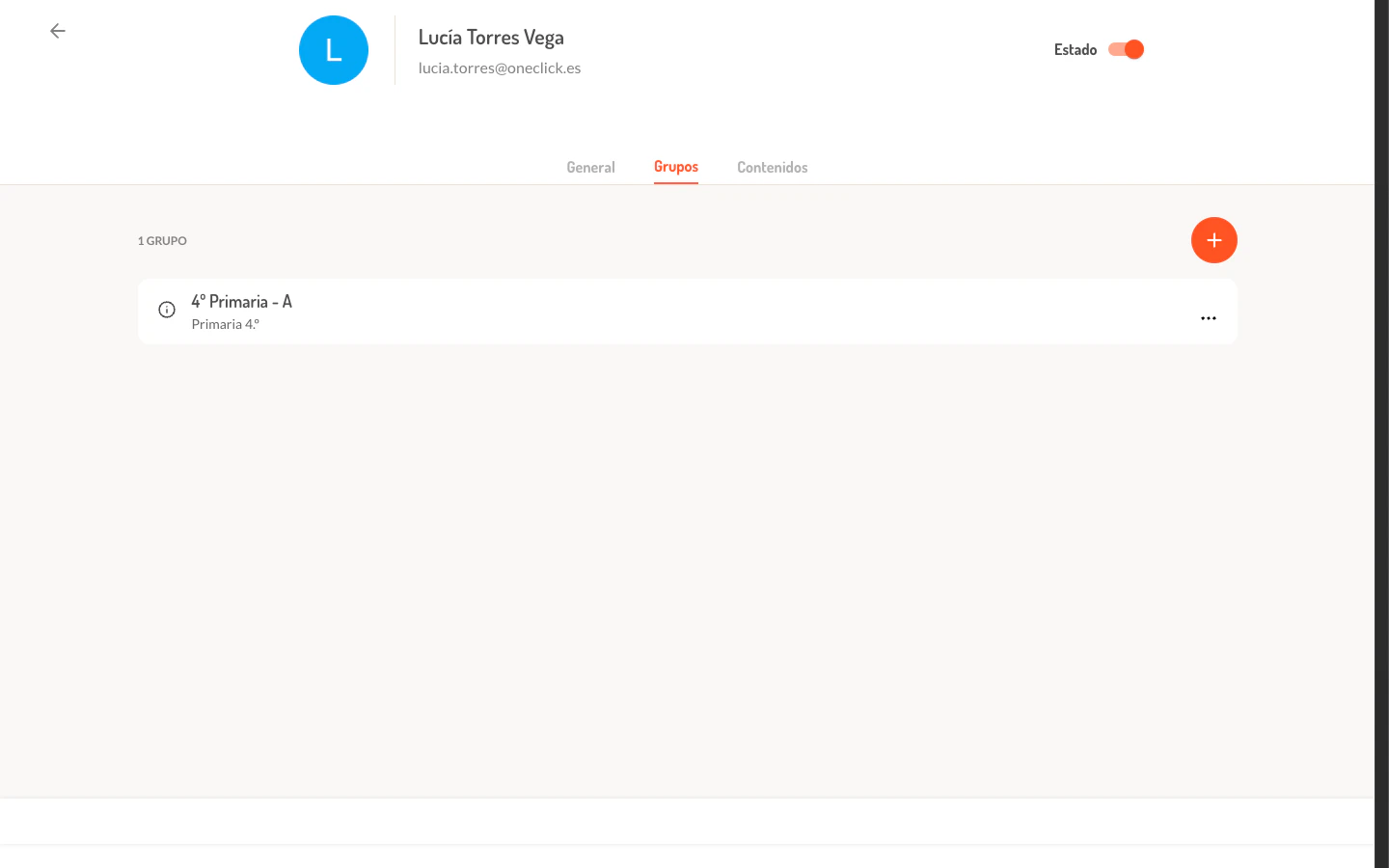 Pestana Grupos del detalle de usuario