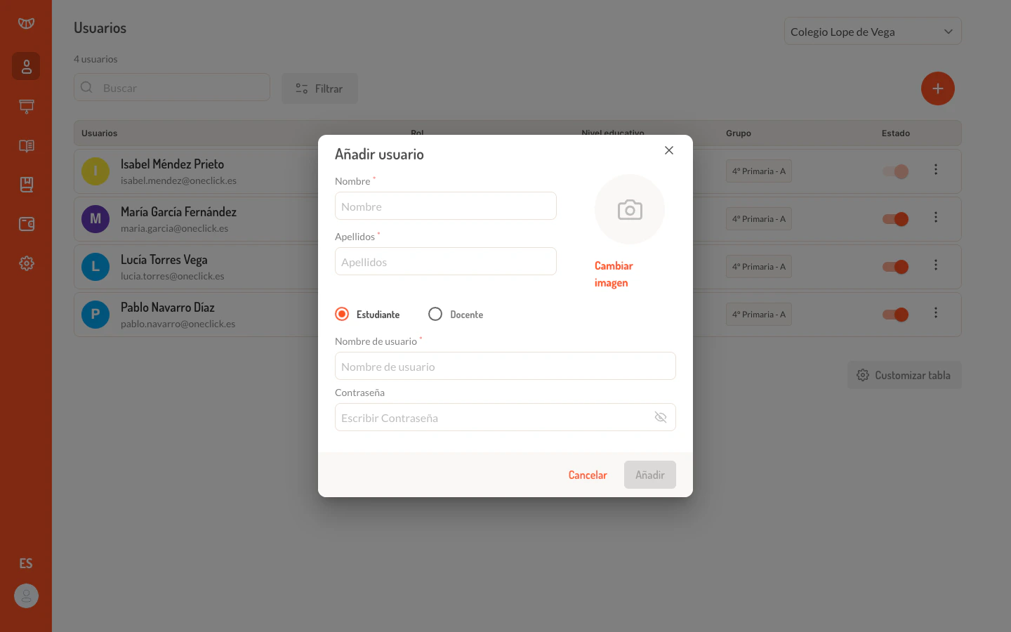 Formulario de creacion de usuario