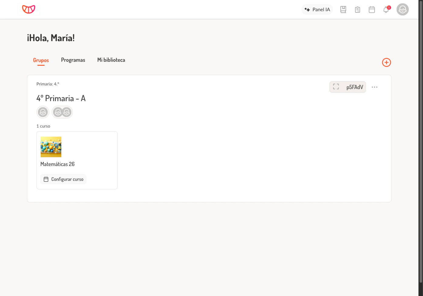 Tarjeta de curso con el botón Configurar curso visible en la parte inferior