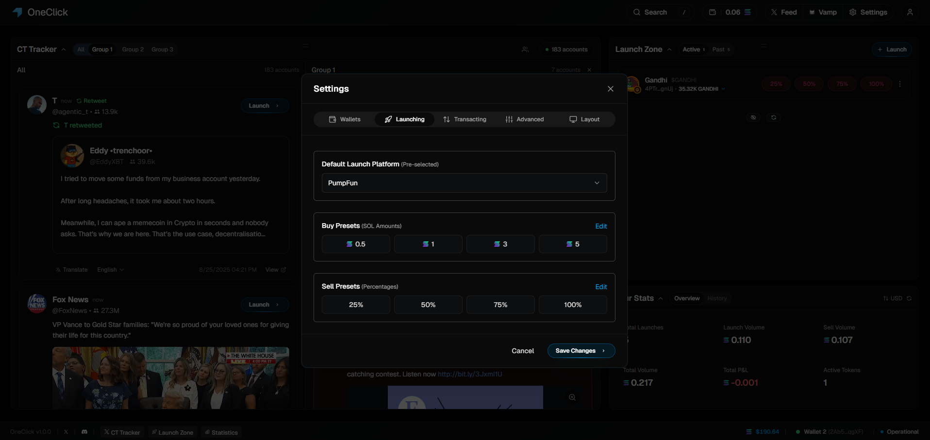 Launch Configuration Interface