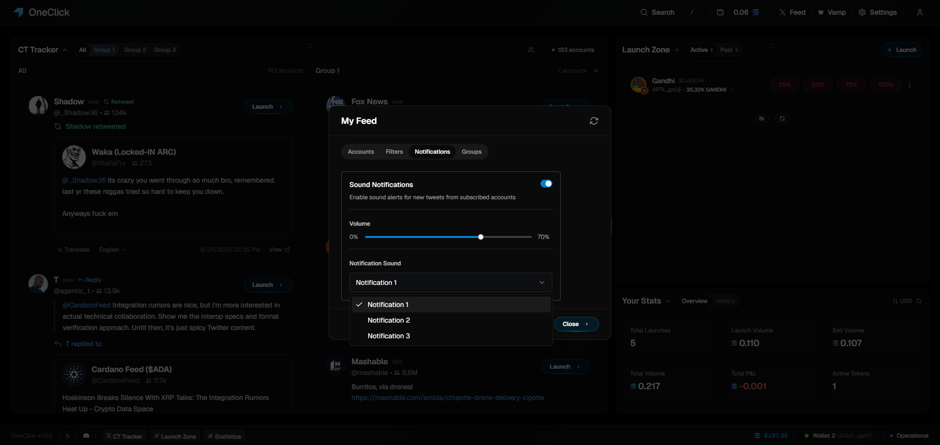 Filter Actions Interface