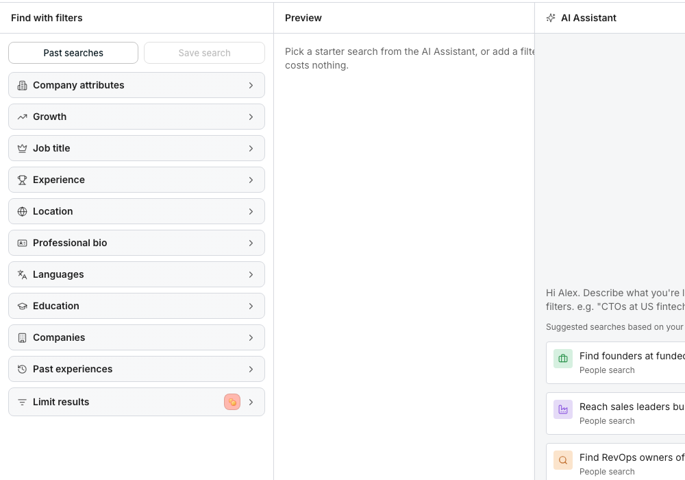 The enrich step's panel listing four checkbox options, each with a price per lead beside it, above a summary of what it will cost and a Create table button.