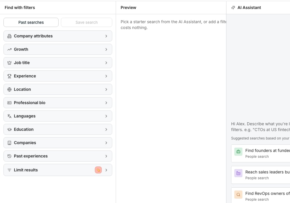 The enrich step's panel listing four checkbox options, each with a price per lead beside it, above a summary of what it will cost and a Create table button.