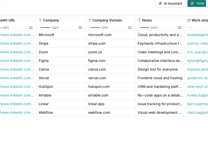 The enrichment picker showing an Actions and Templates toggle, with the Templates side listing saved templates a customer can apply to the table.