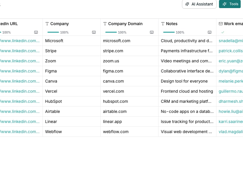 The enrichment picker showing an Actions and Templates toggle, with the Templates side listing saved templates a customer can apply to the table.