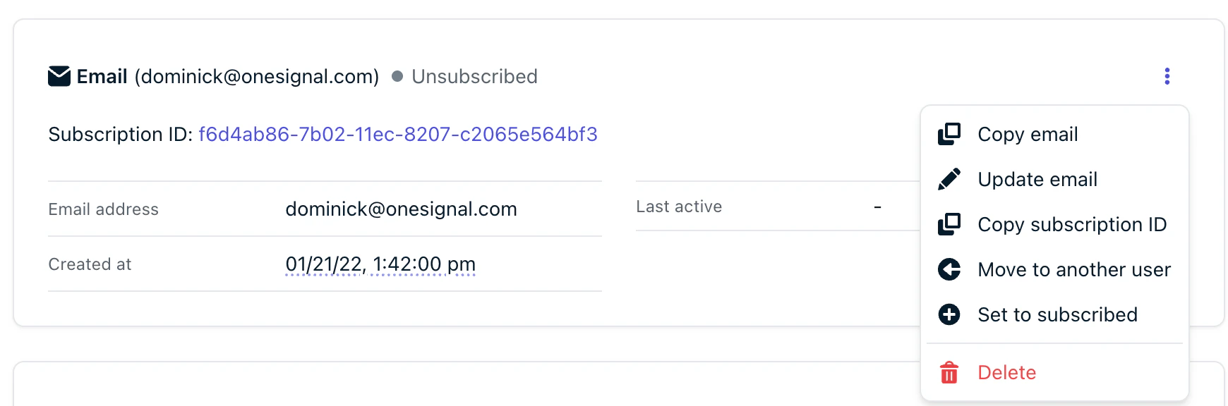 User profile Subscriptions tab with the manual re-subscribe option