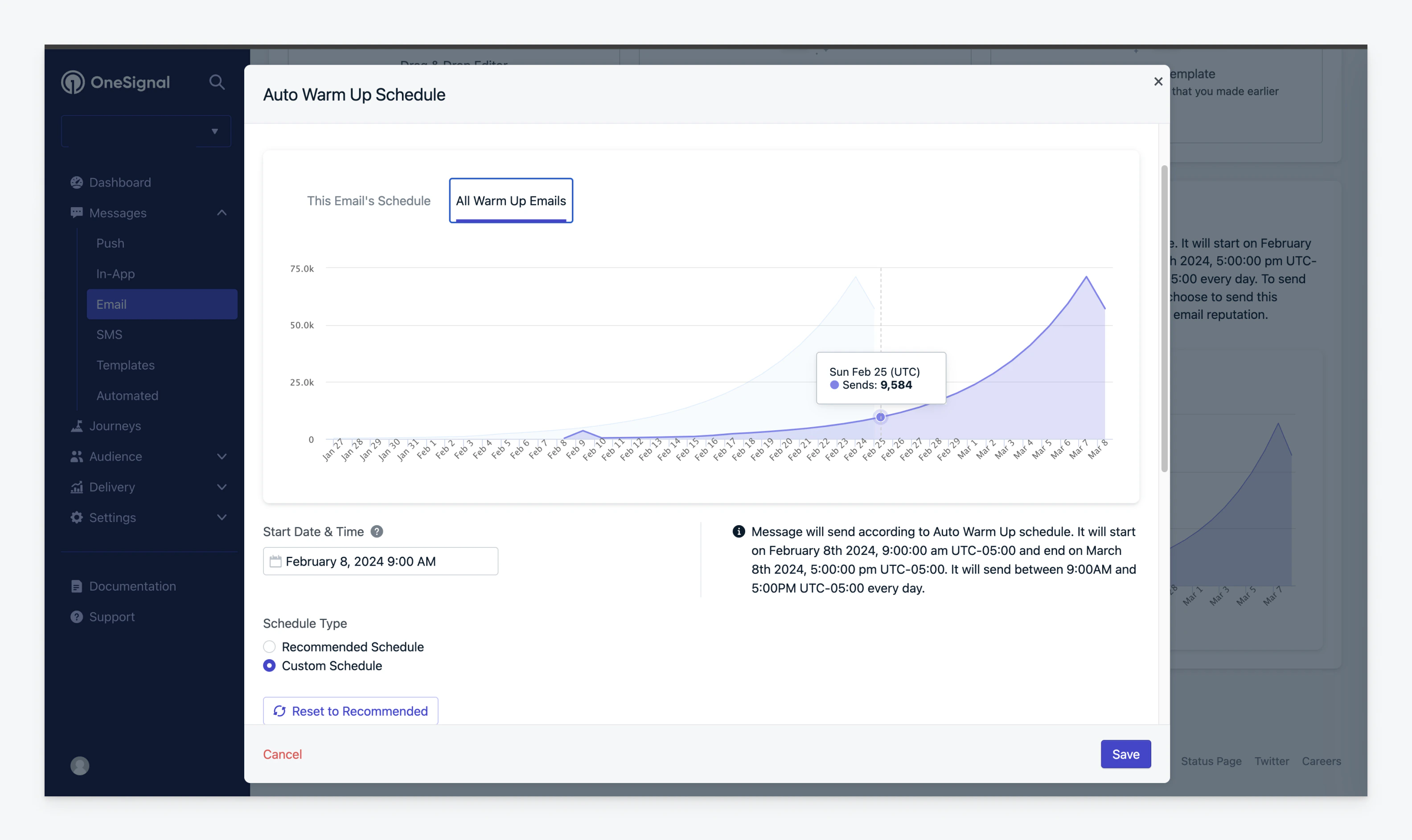 Multiple auto warm up emails scheduled sequentially
