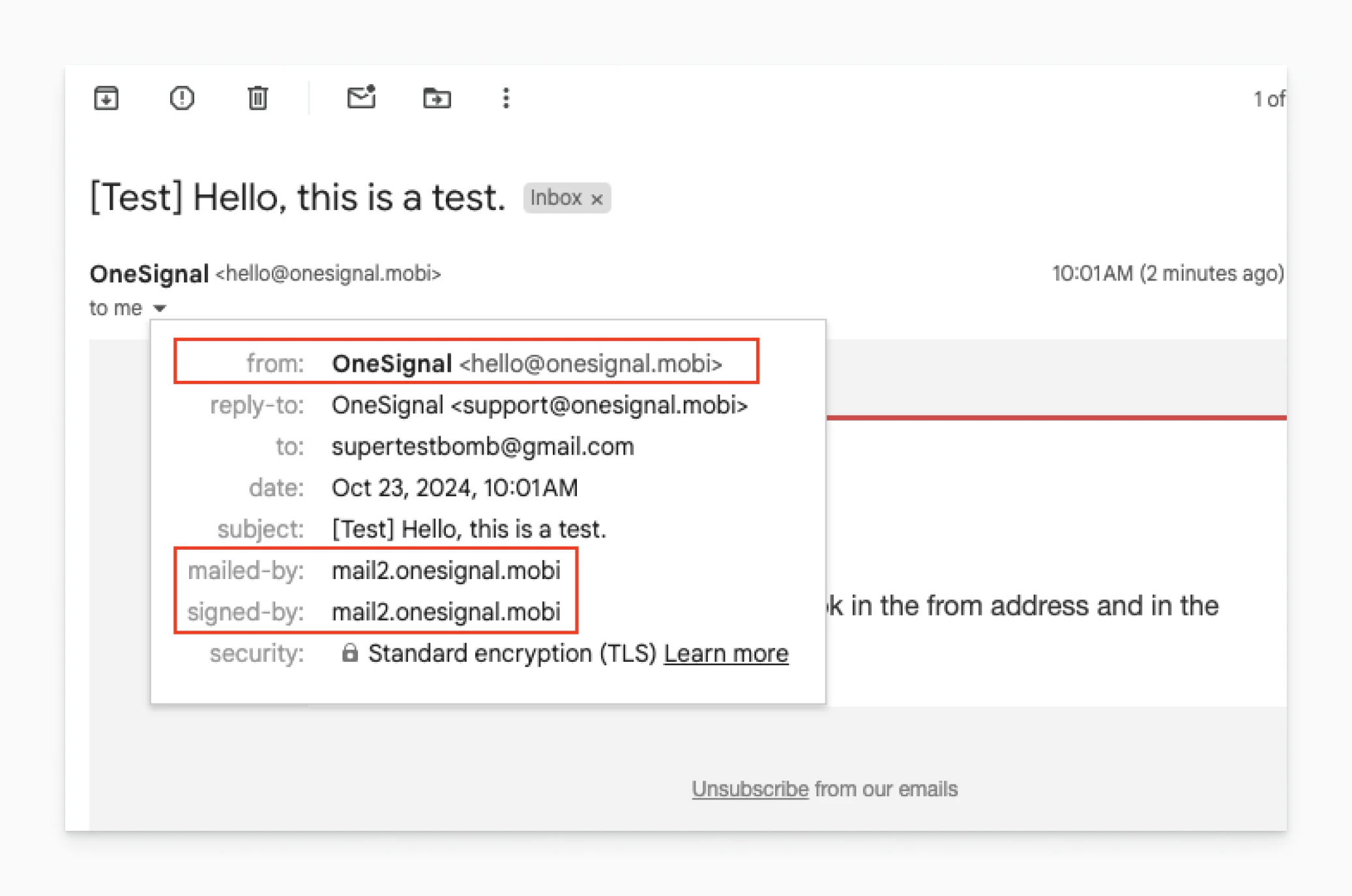Diagram showing the difference between the from domain and from address