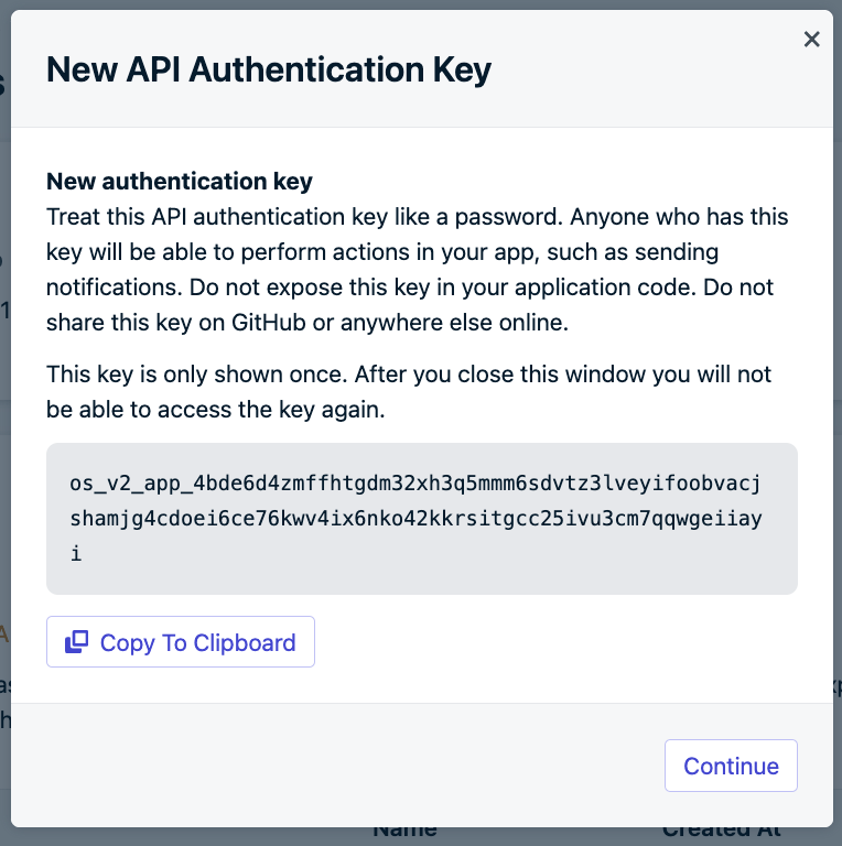 Validsign Create Api Key Keys & IDs - OneSignal