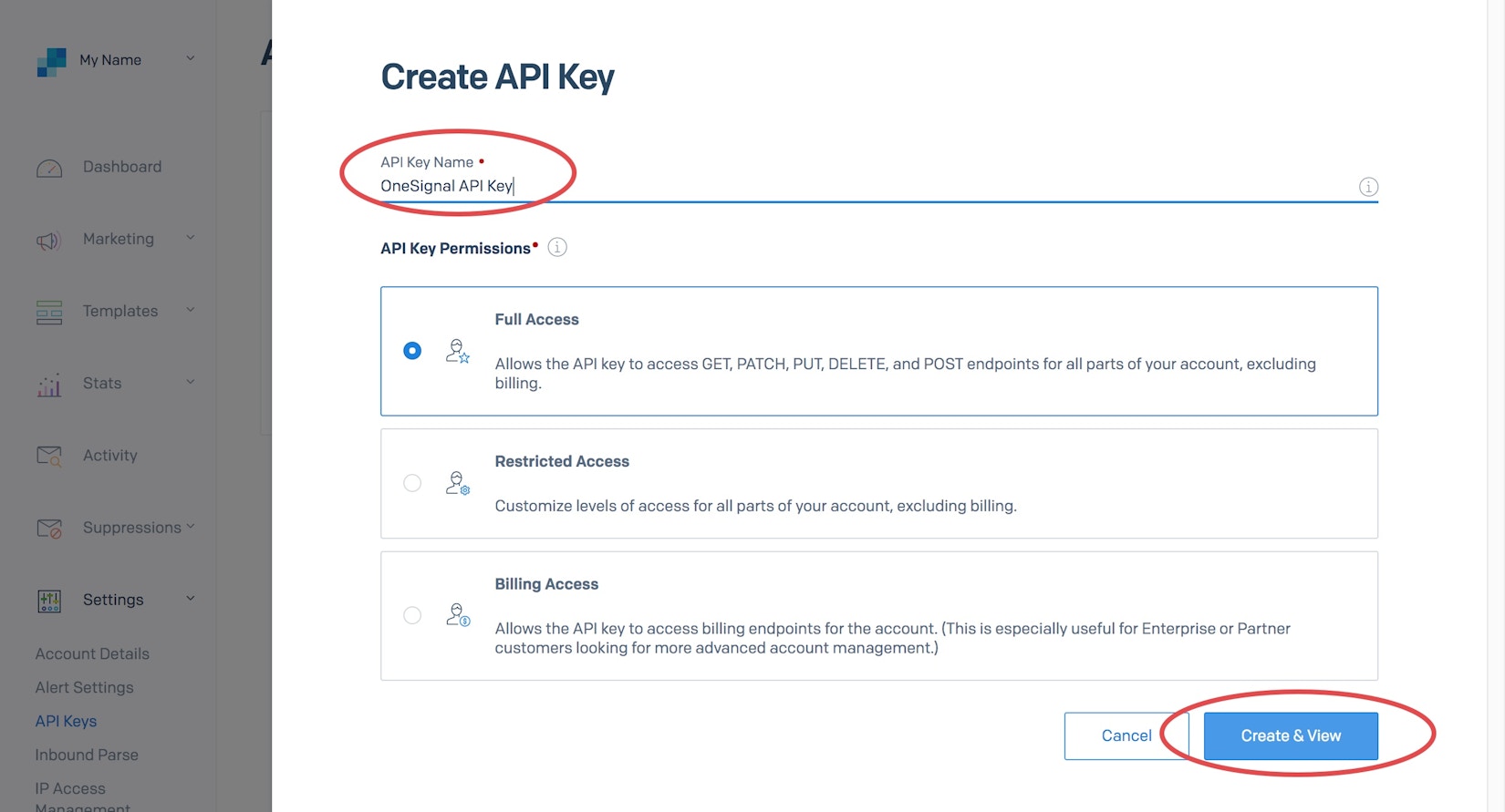 SendGrid Setup - OneSignal