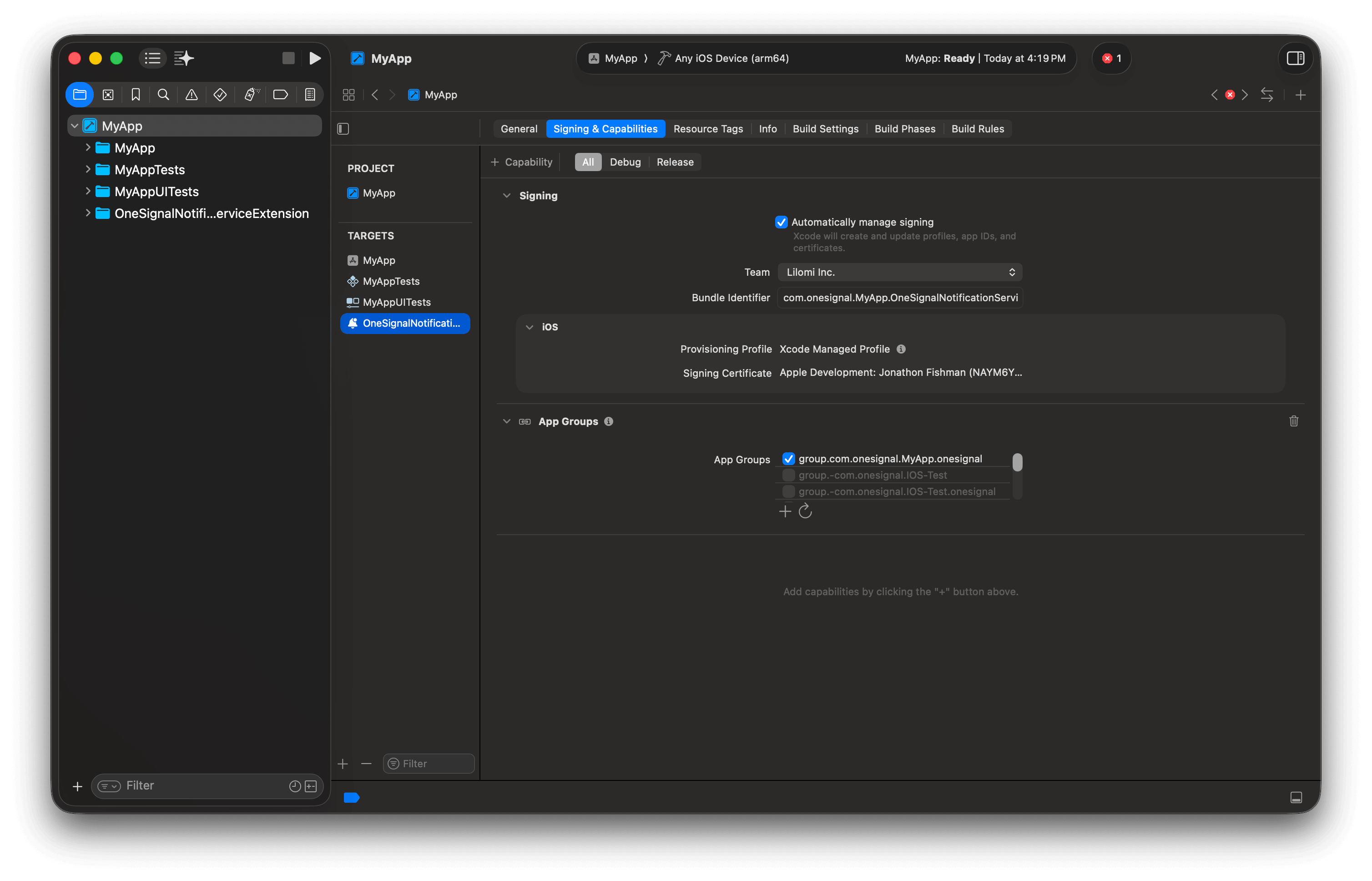 iOS SDK setup - OneSignal