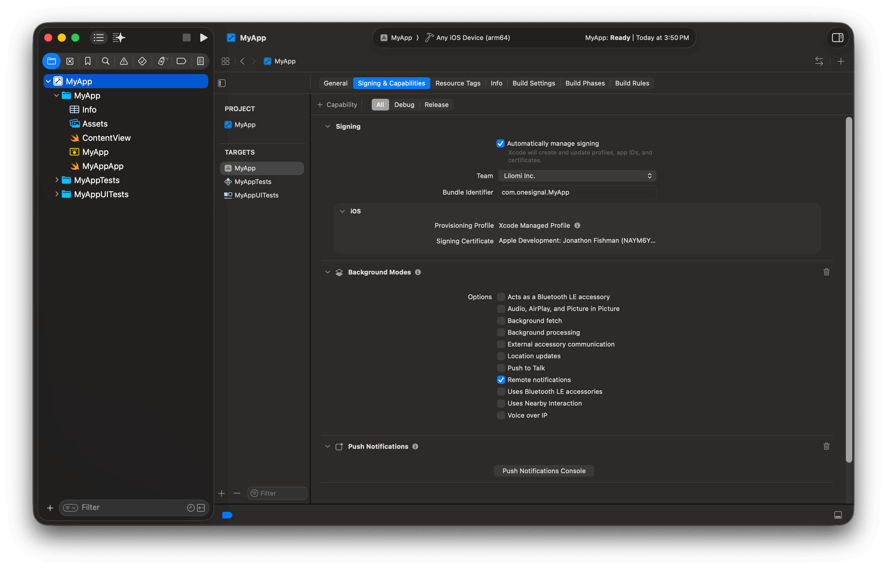 iOS SDK setup - OneSignal