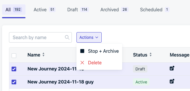 Bulk Archive and Delete Journeys