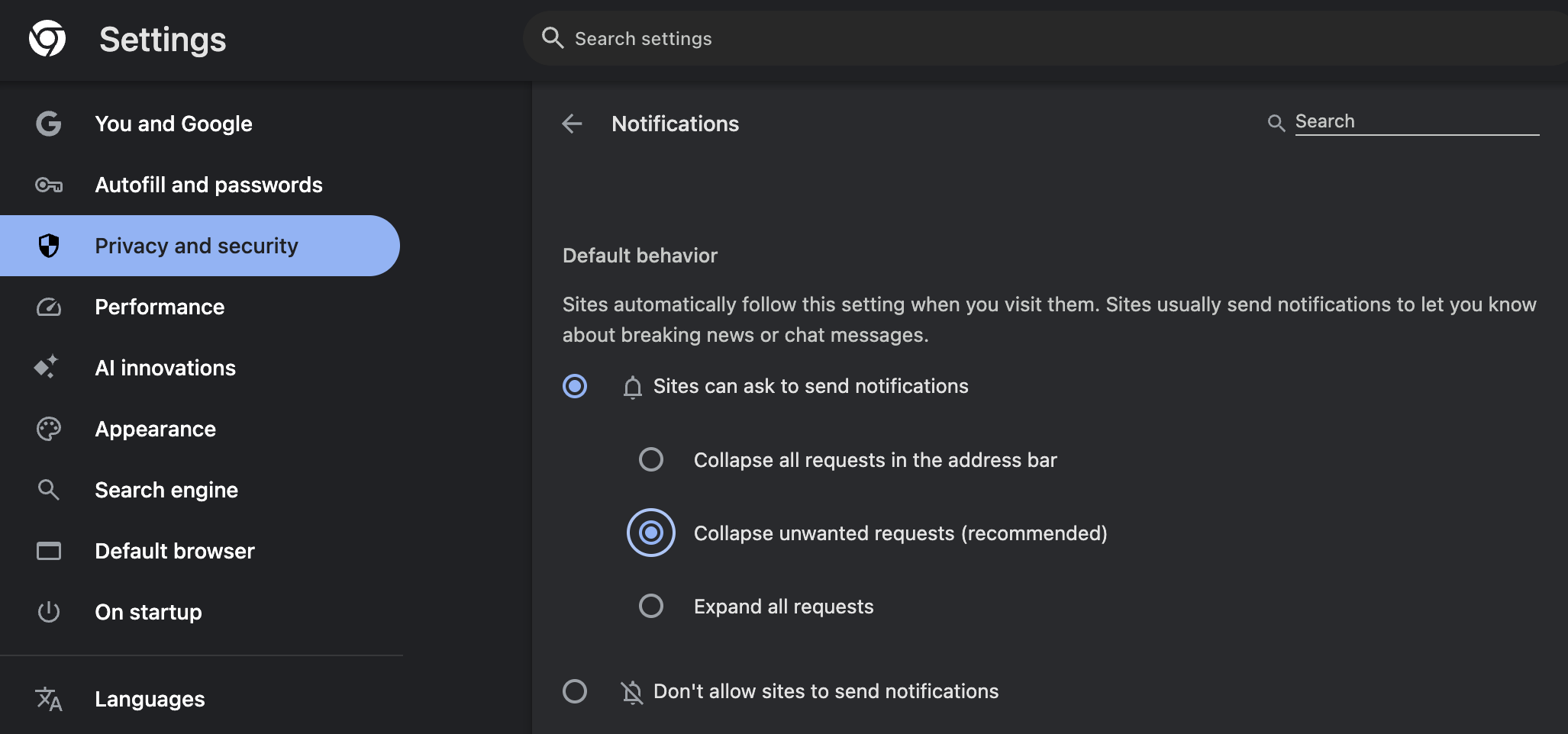 chrome bildirim ayarları