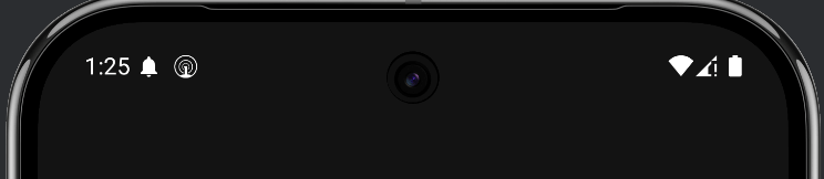 Example of how the badge icon is displayed in the Android status bar using the example badge icon.