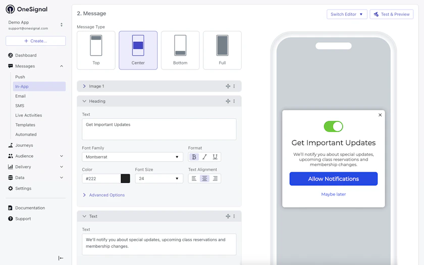Mobile push setup - OneSignal