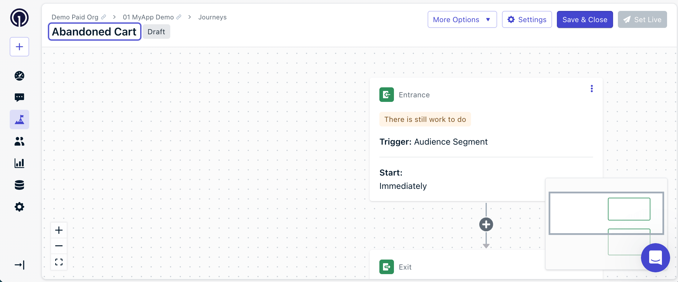 Tela de criação do novo Journey de Carrinho Abandonado