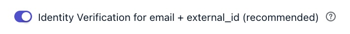 Settings page showing legacy Identity Verification toggle