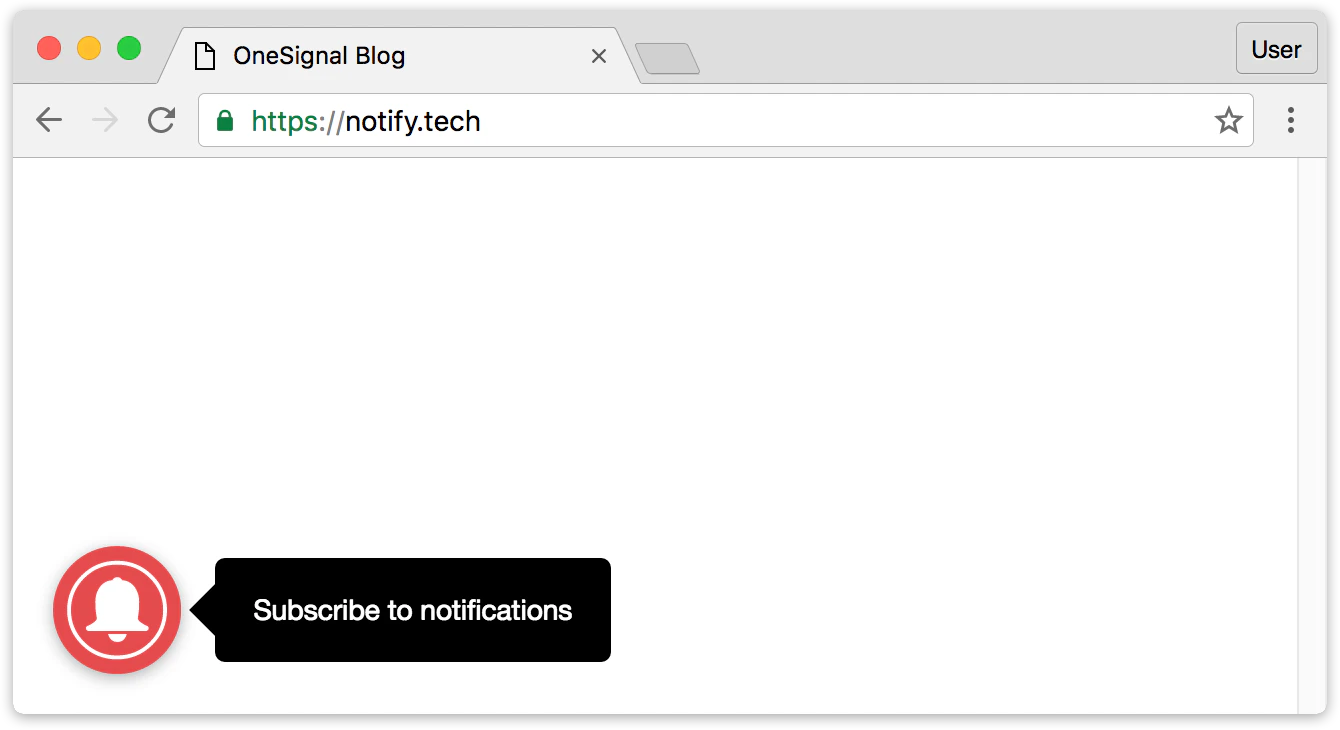 Subscription bell widget in the bottom corner of a webpage