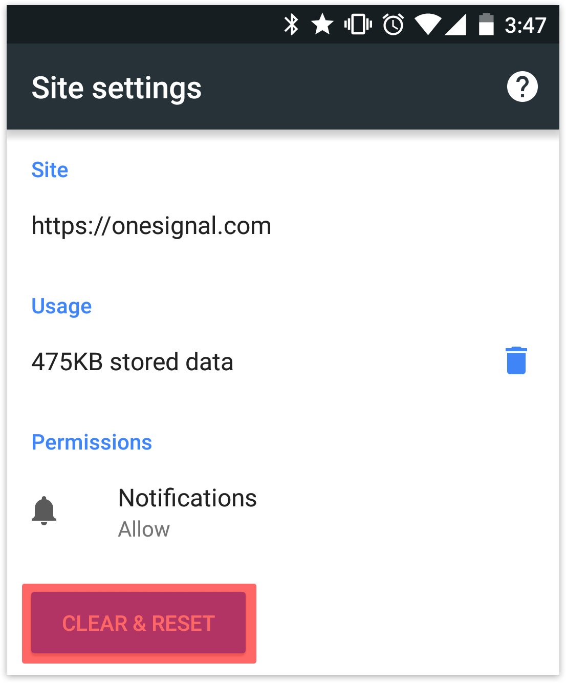 Clear Cache Signal Clearing cache and resetting push permissions - OneSignal