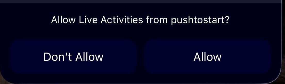 iOS prompt asking the user to allow or disallow Live Activity updates