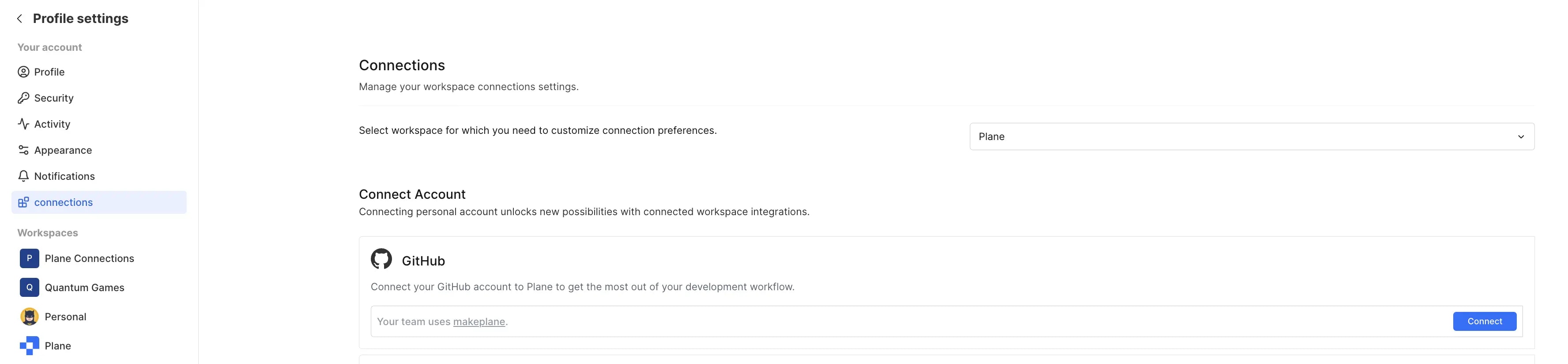 Connect member personal account