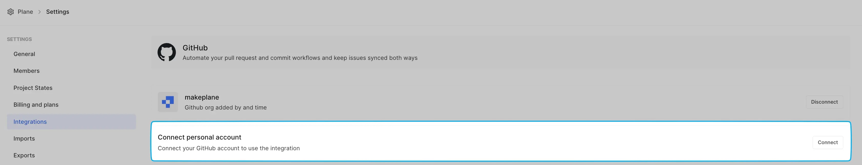Connect personal account