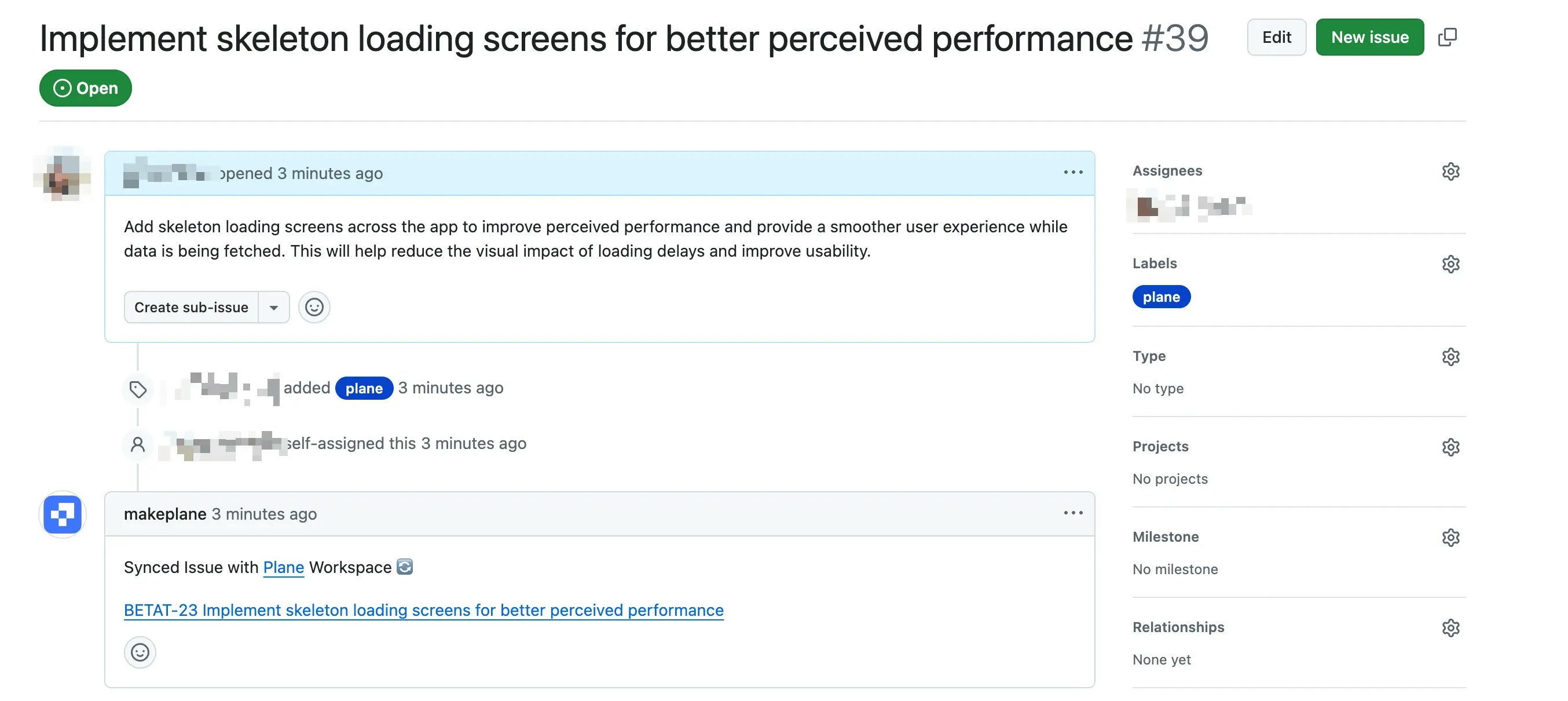 Creates issue in GitHub