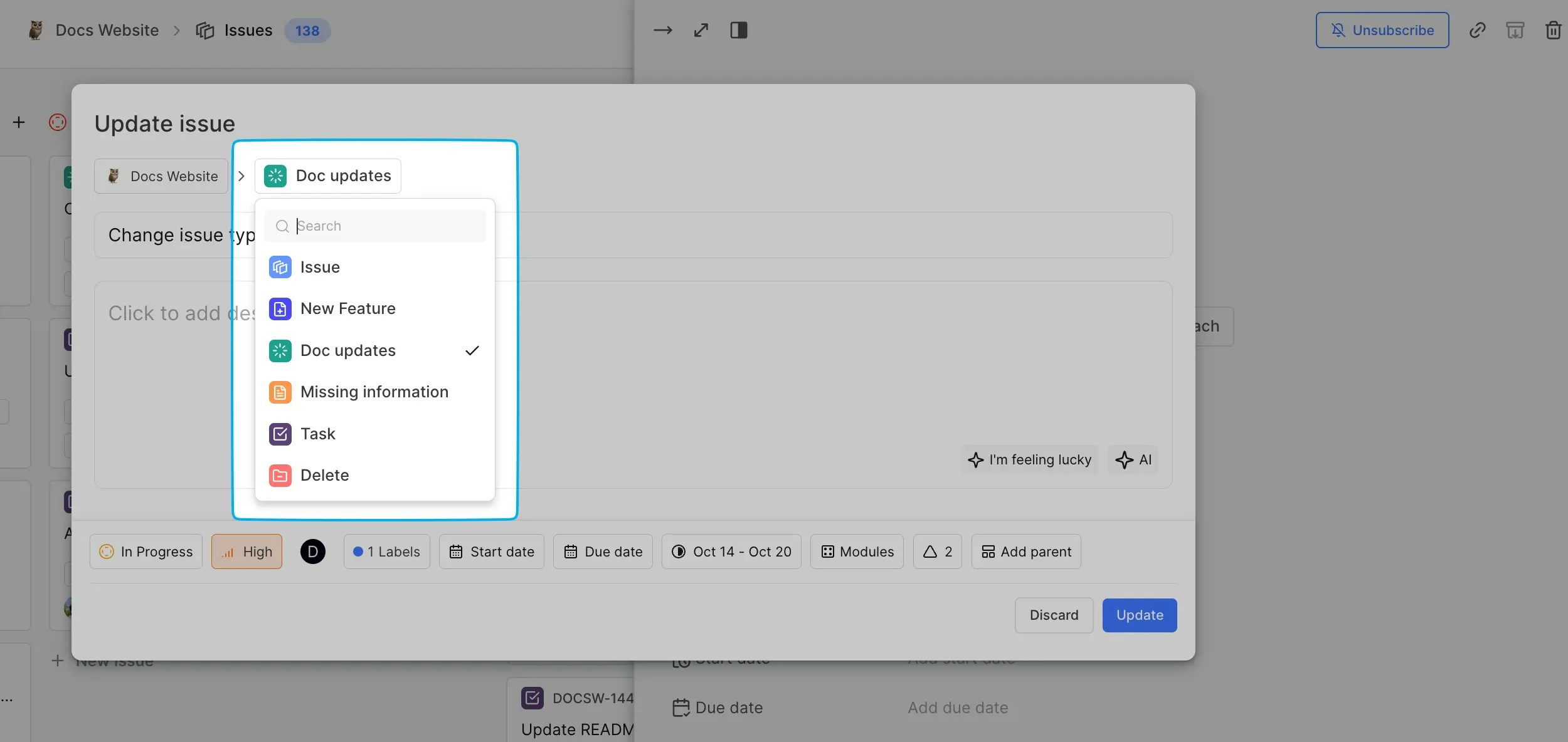 Update work item type