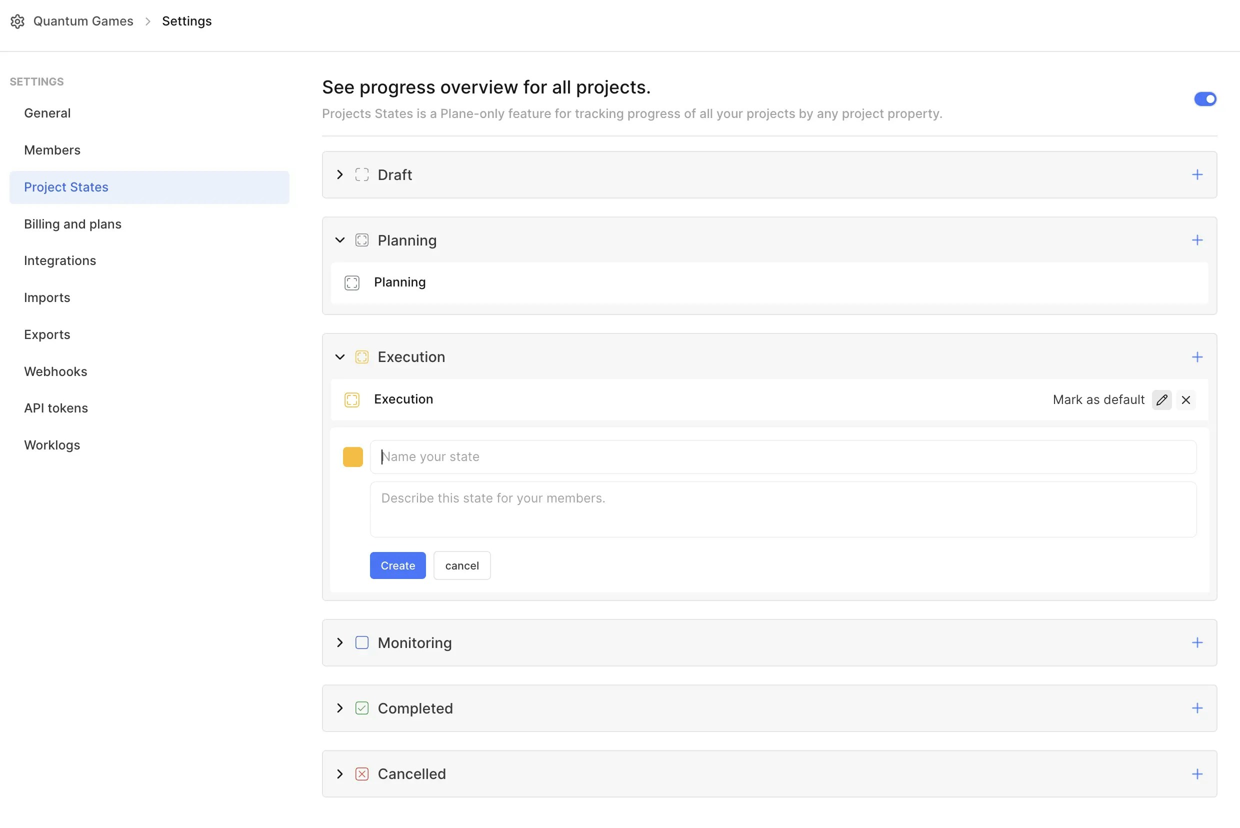 Add or modify Project States