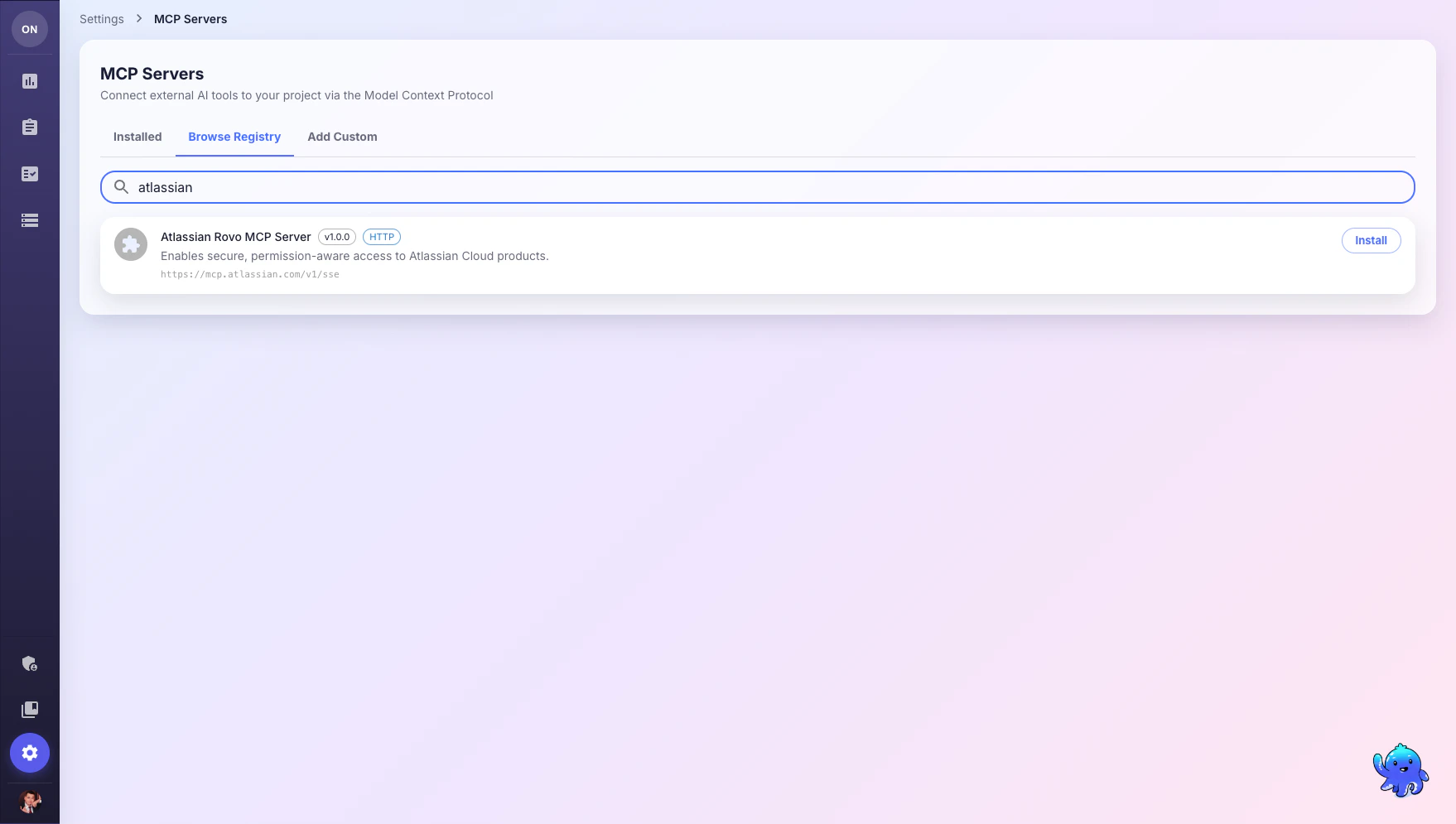 Searching for Atlassian Rovo in the MCP registry