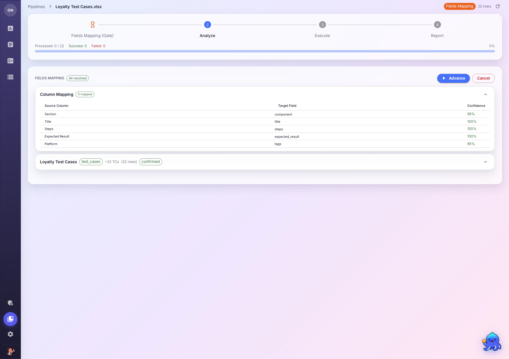 Field mapping confirmed