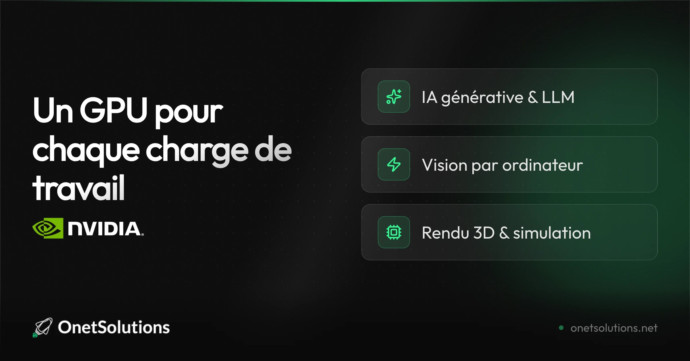 Cas d'usage GPU NVIDIA : entraînement, inférence LLM, rendu 3D