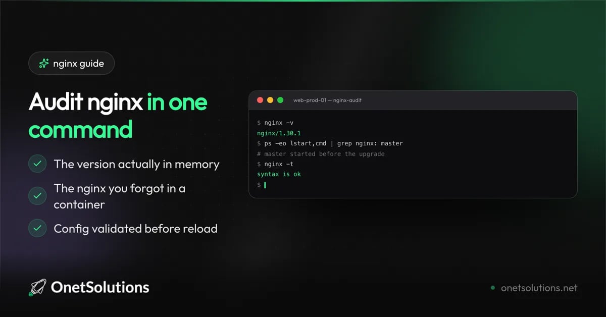 Auditing and hardening nginx on a VPS: know your version, shrink the surface, verify