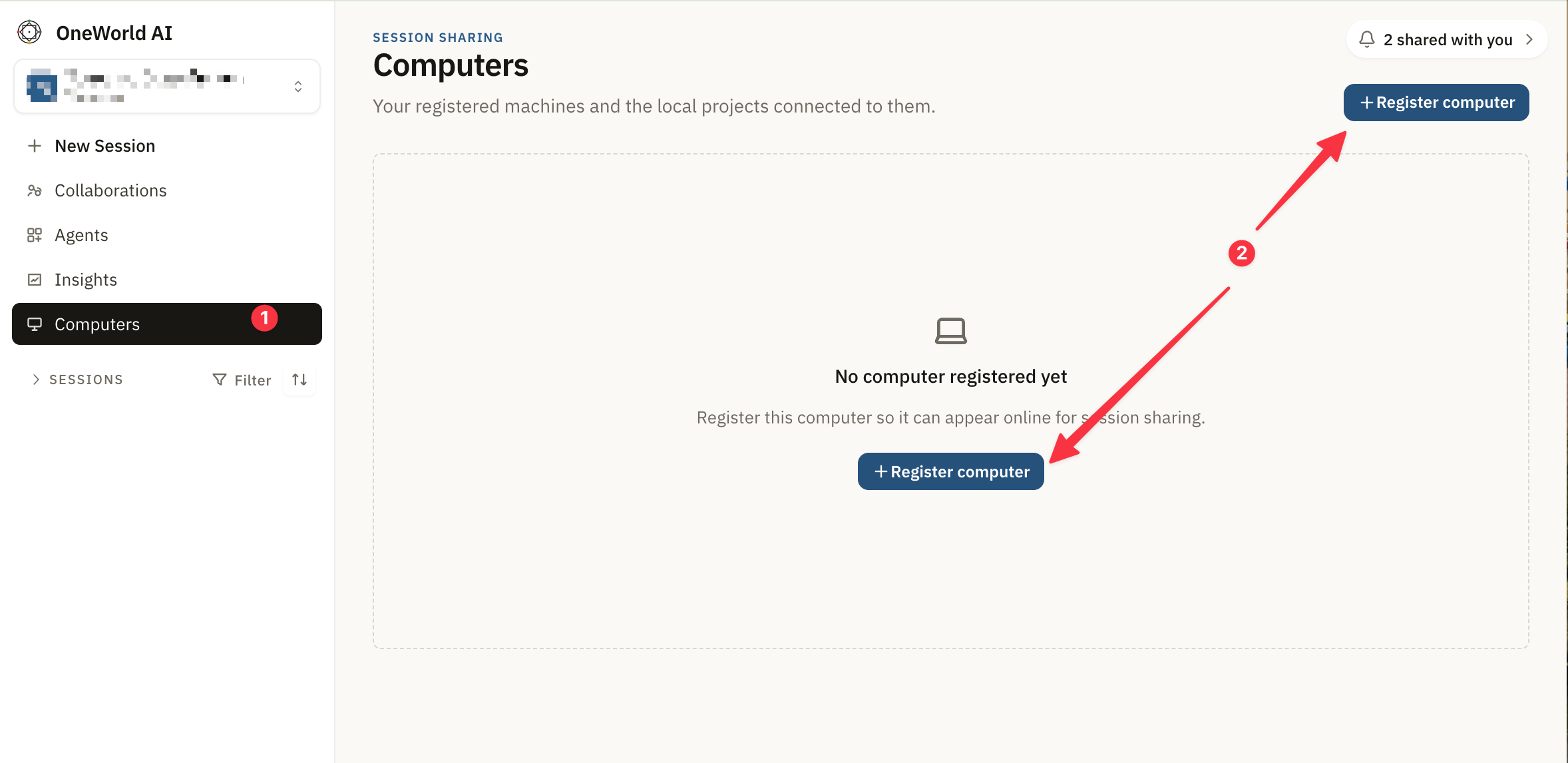 Register computer from the Computers page