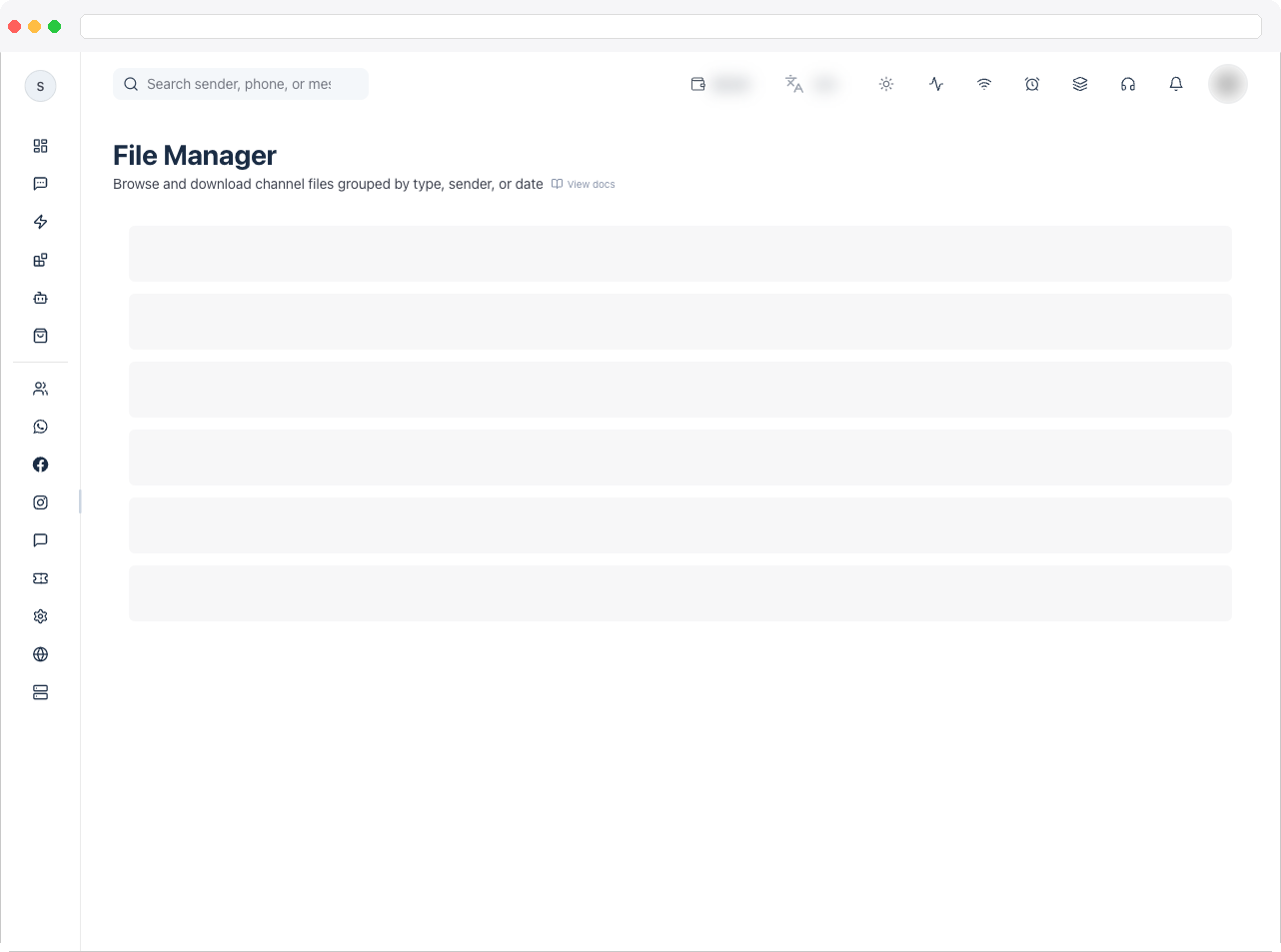 The File Manager toolbar with the Direction, Categorize by, and Date range filters and the file type tabs