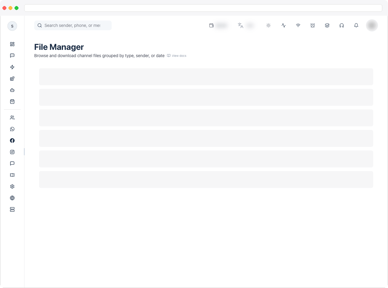 Full File Manager page