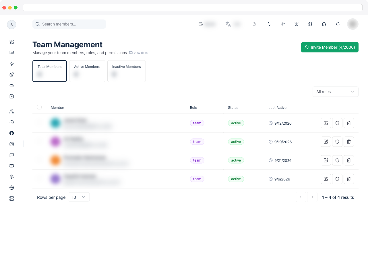 The team member form showing the member details and the permission groups