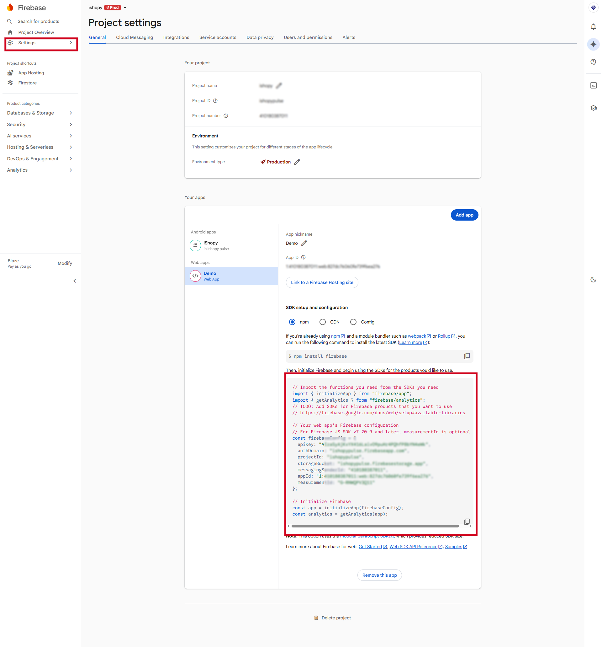 Console Firebase Google