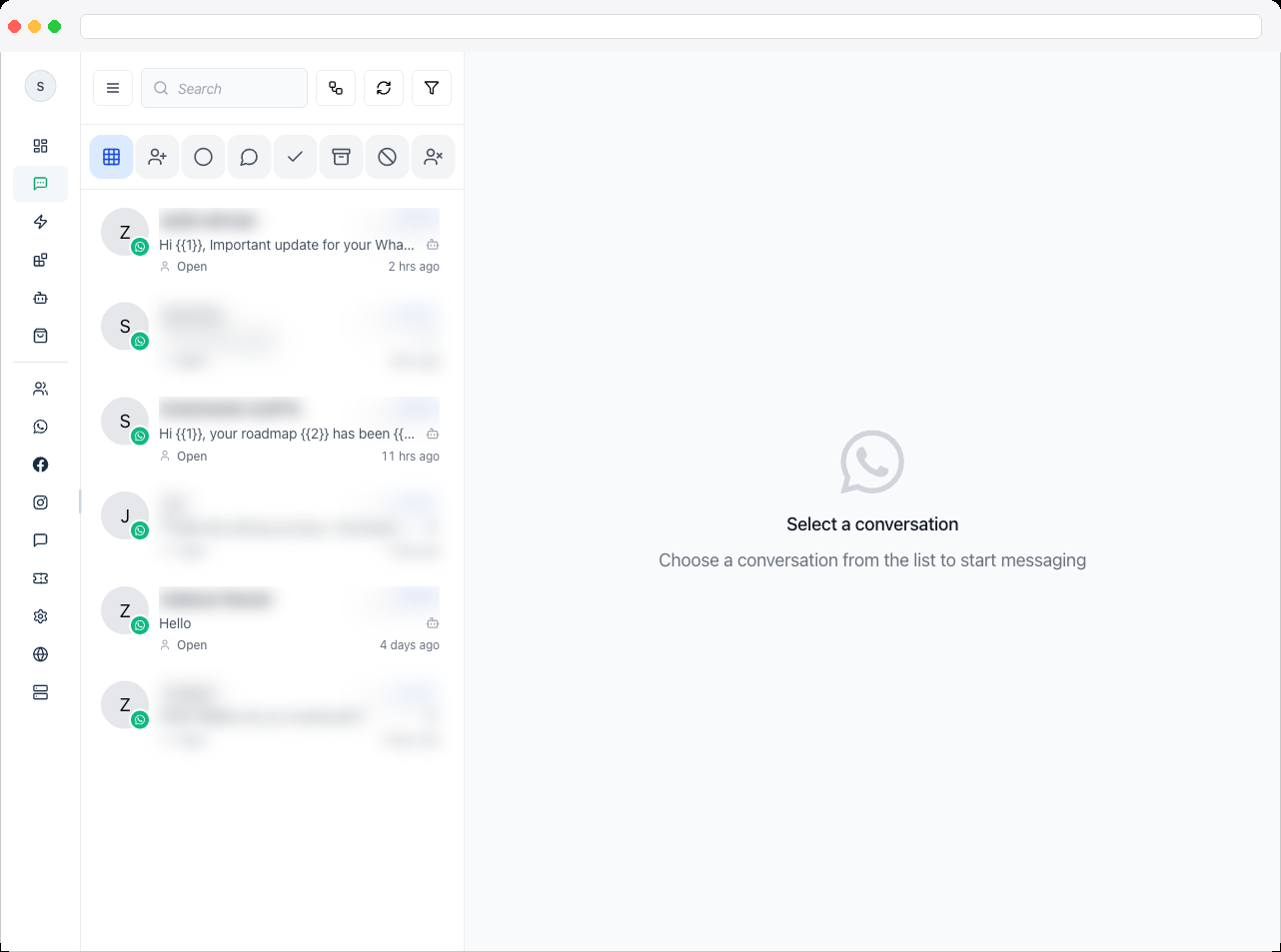 Full Conversation Controls page