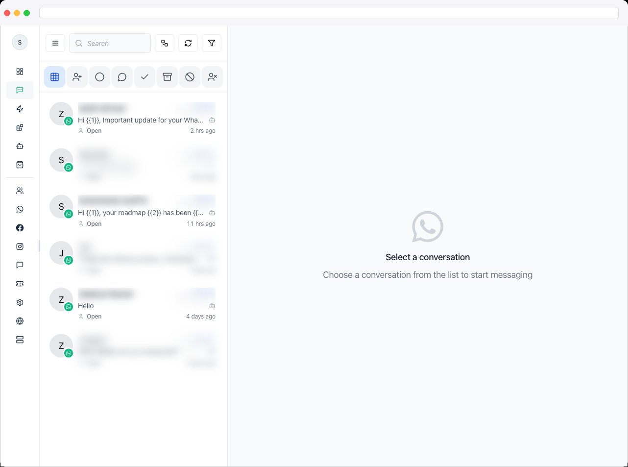 Full Conversation List page