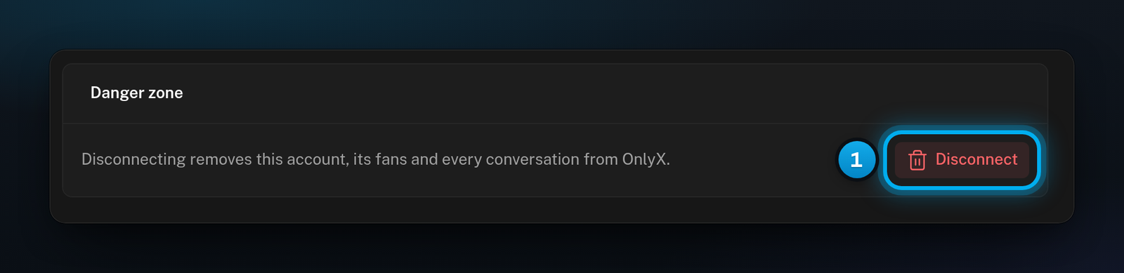 The Danger zone card on Sienna Vale's Overview, with its red Disconnect button