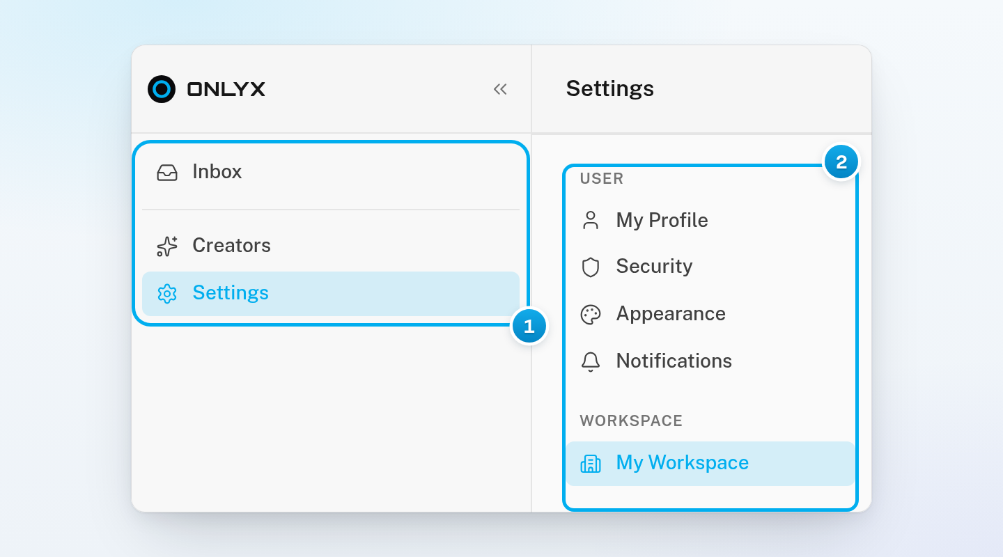 A chatter's sidebar with only Inbox, Creators and Settings, next to Settings tabs that have no Members tab